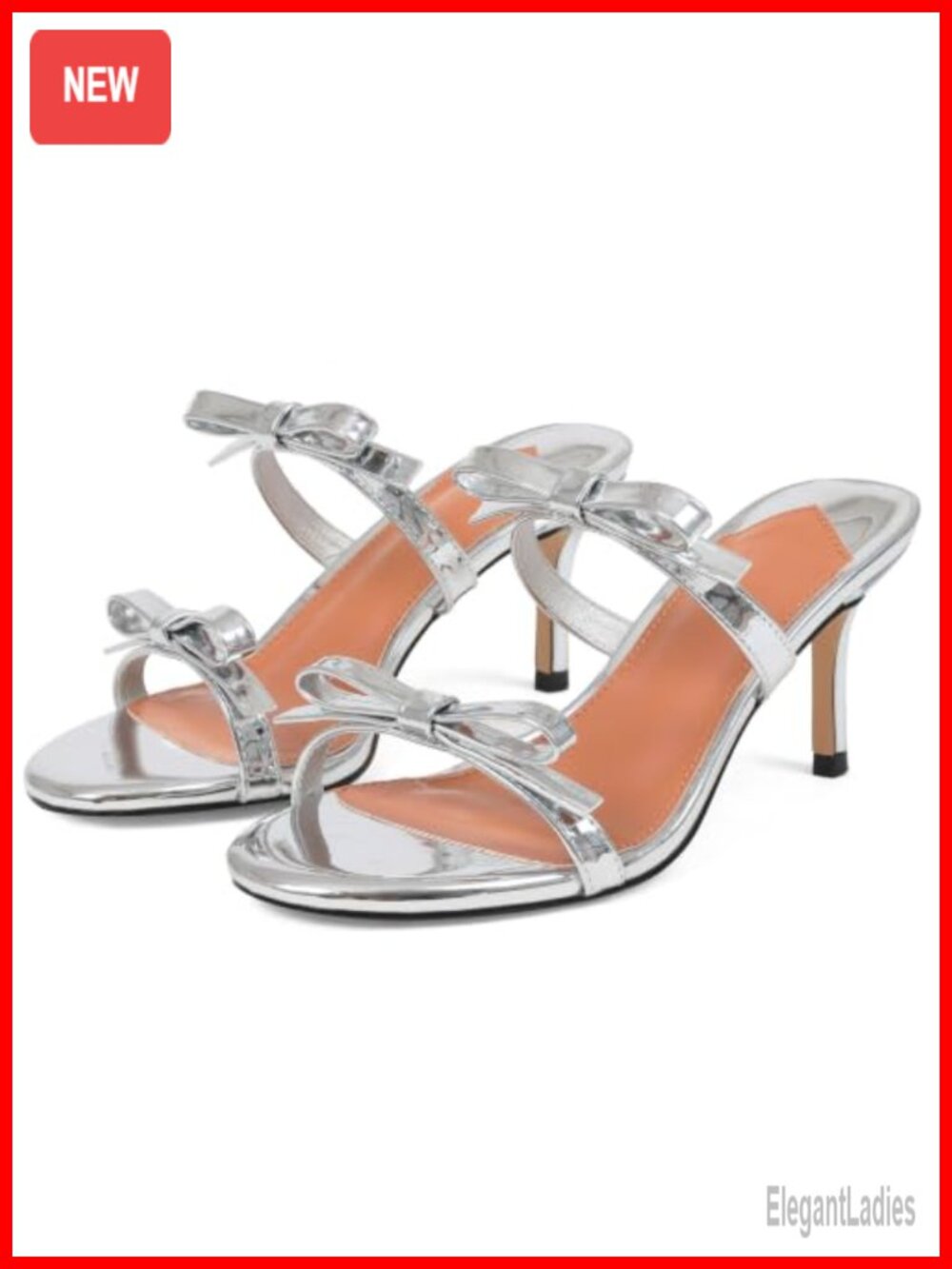 CYNLLIO Bow Kitten Heel Sandals Faux Leather Dressy Prom Shoes